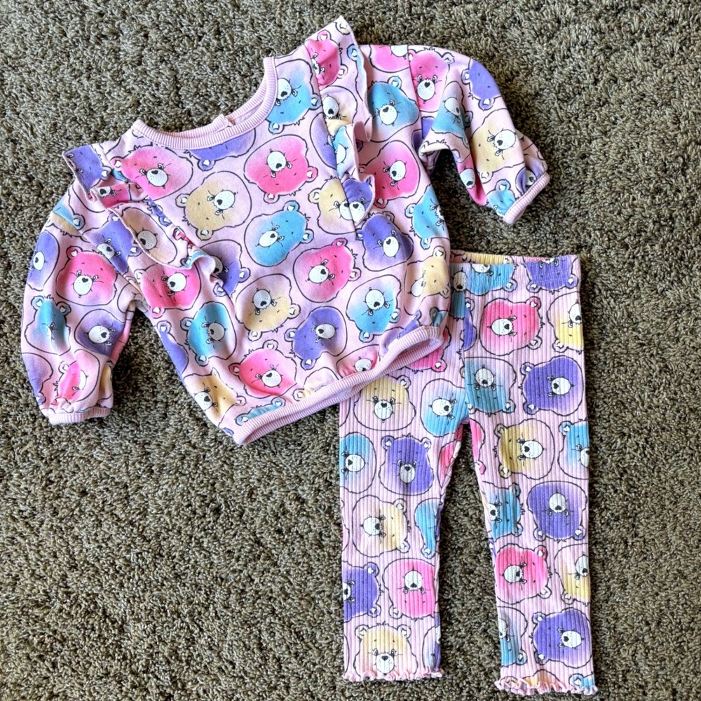 Care Bears Baby Ruffle Sweatshirt and Ribbed Leggings Set Pink 12M